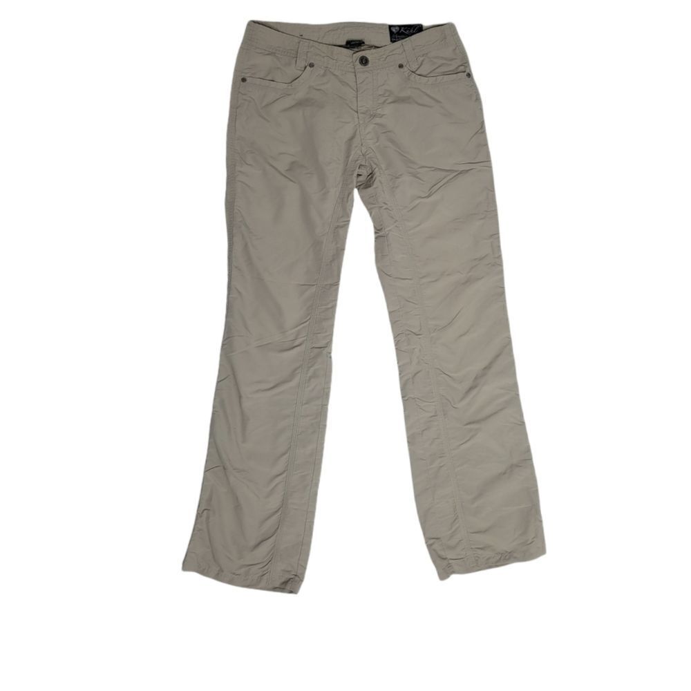 KUHL cream beige embroidered floral low rise straight leg hiking active pants 6